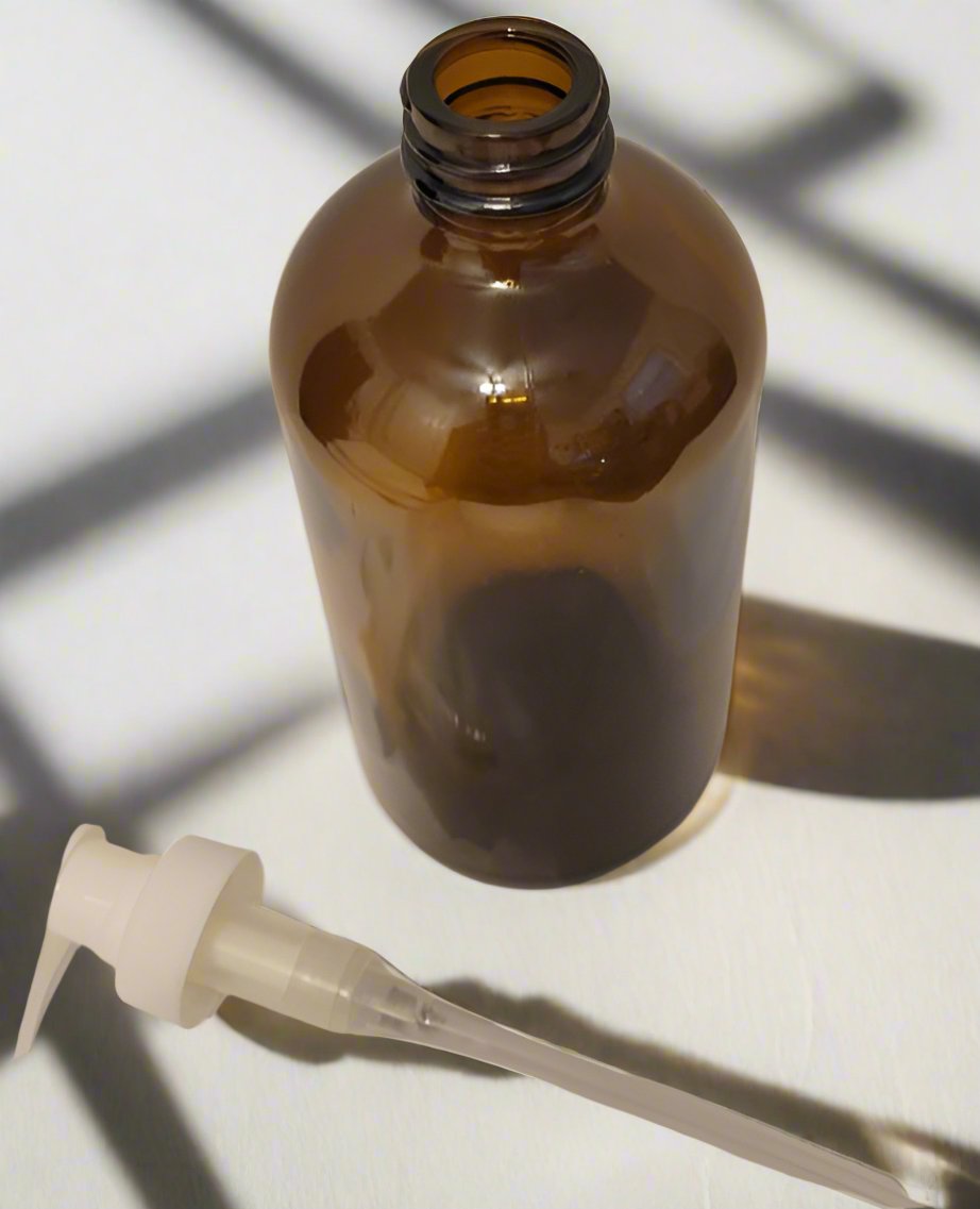 Set of 16oz Amber Bottles with Lotion Pump