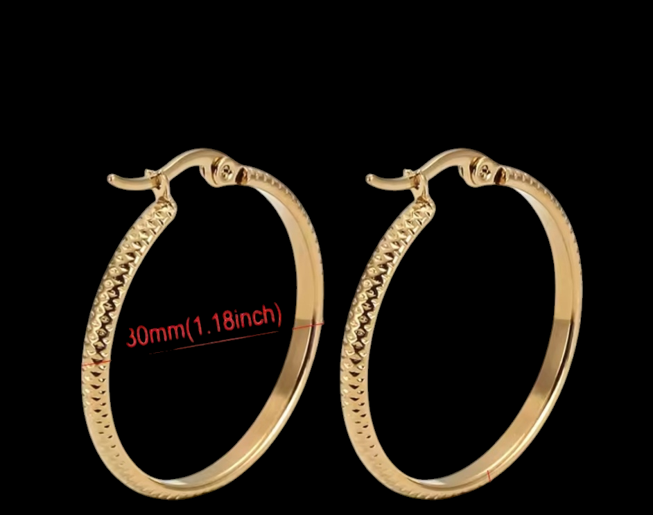 Stainless Steel 14k Overlay Hoop Earrings
