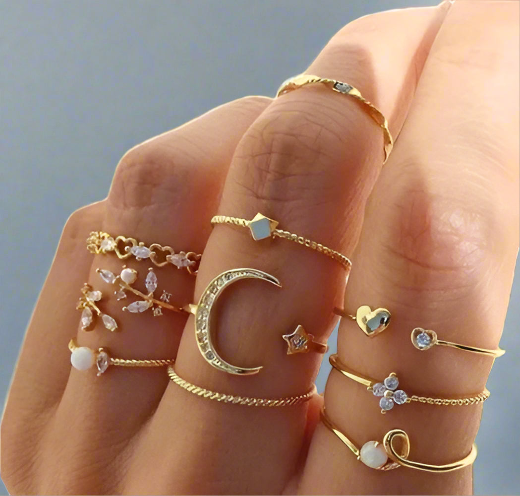 10 Piece Fashion Ring Set