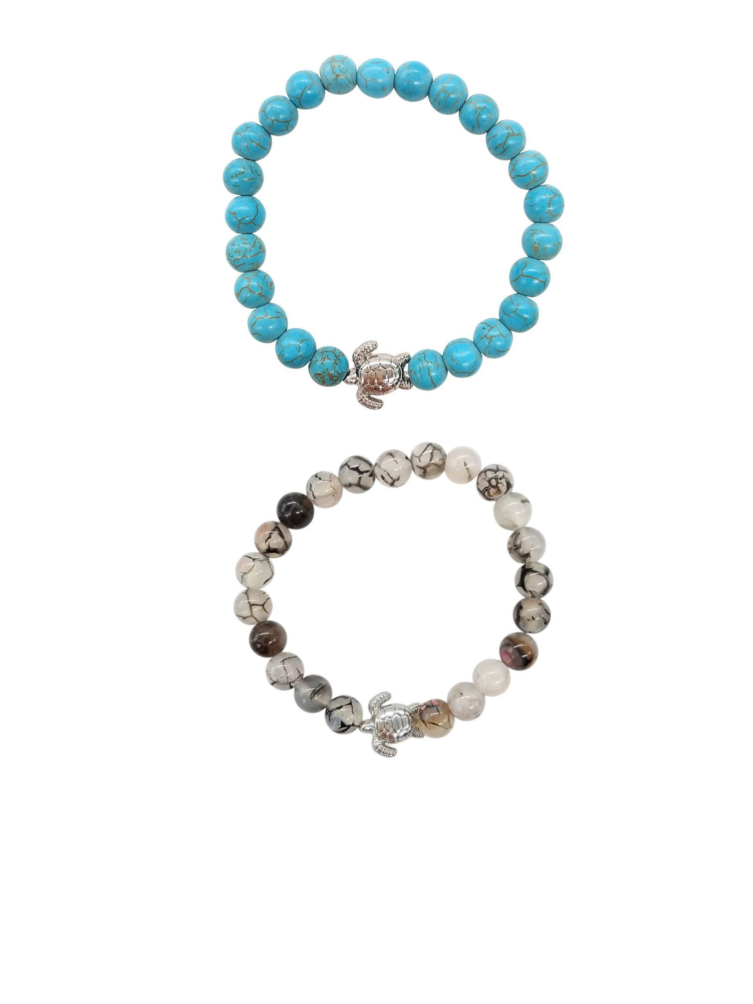 Natural Bead Bracelet/W Sea Turtle Charm 2 Styles
