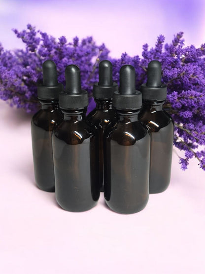 Set of 5 Amber Glass Dropper Bottles 4oz. or 2oz.