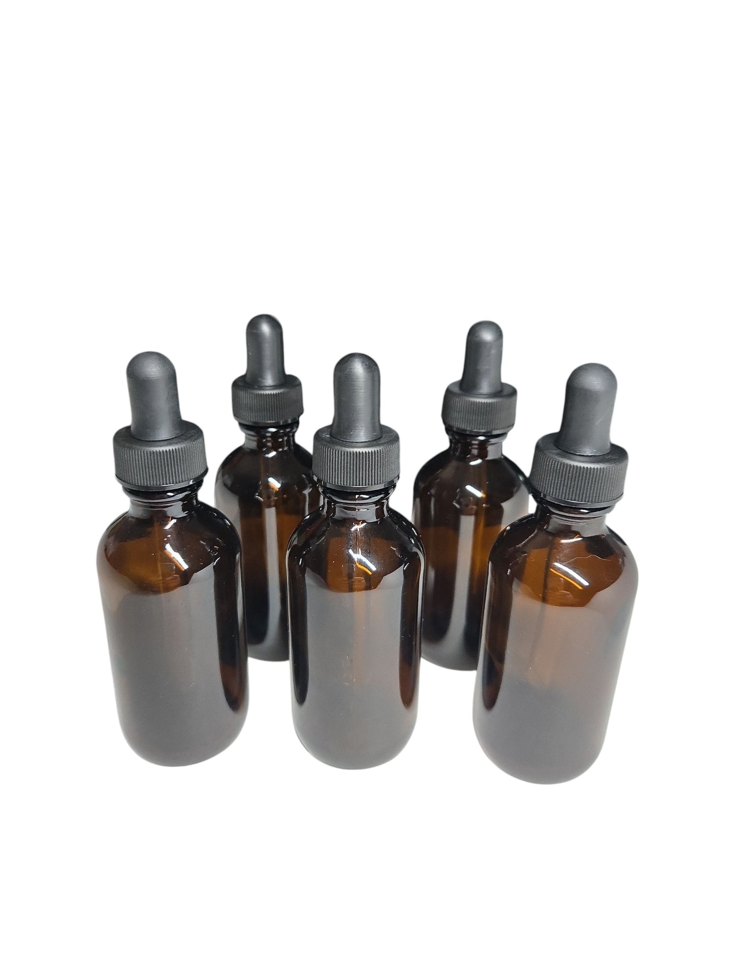 Set of 5 Amber Glass Dropper Bottles 4oz. or 2oz.
