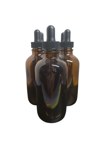 Set of 5 Amber Glass Dropper Bottles 4oz. or 2oz.