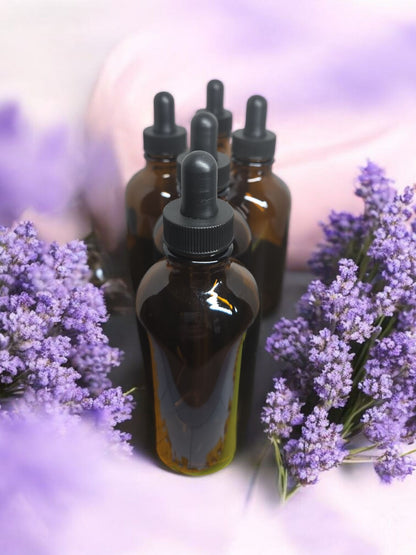 Set of 5 Amber Glass Dropper Bottles 4oz. or 2oz.