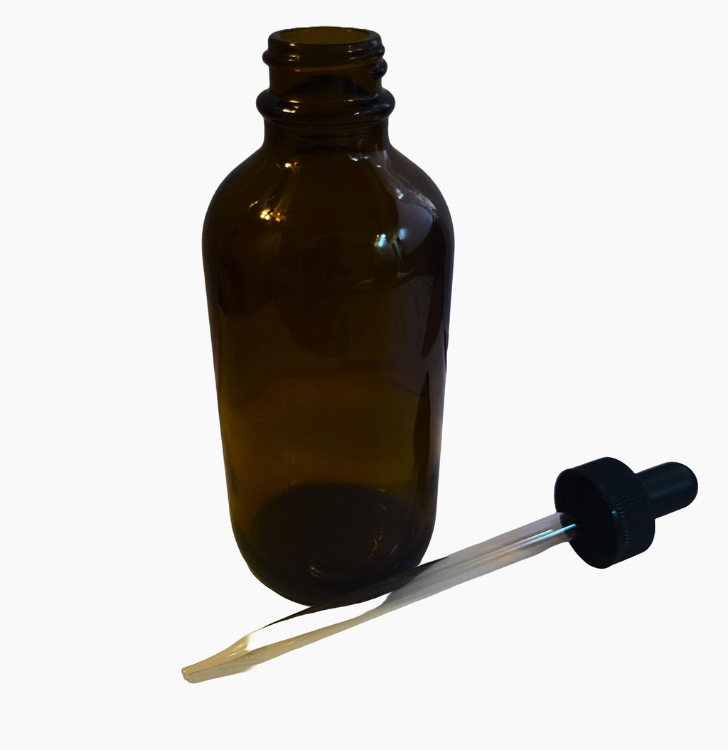 Set of 5 Amber Glass Dropper Bottles 4oz. or 2oz.