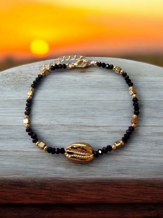 Fashion Anklet Black & Gold