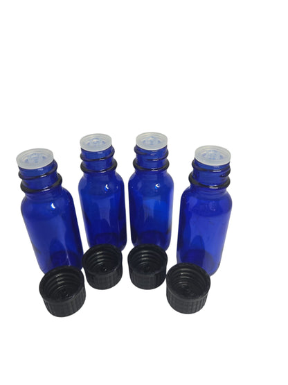 Set of 4-.5oz Amber or Cobalt Blue Bottles With Euro Reducer Caps