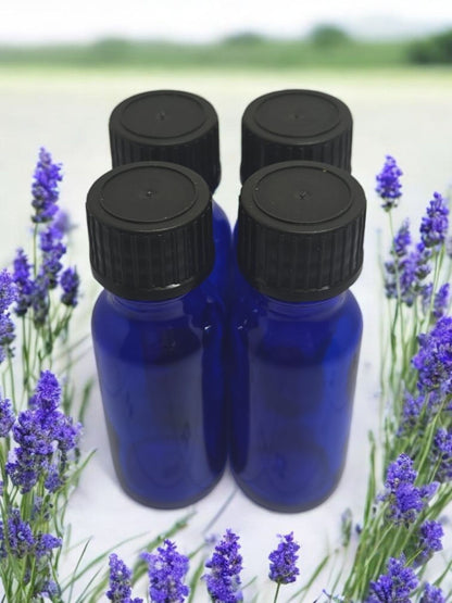 Set of 4-.5oz Amber or Cobalt Blue Bottles With Euro Reducer Caps
