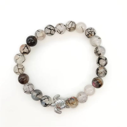 Natural Bead Bracelet/W Sea Turtle Charm 2 Styles