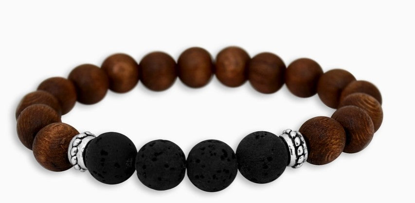 Dark Wood Lava Bead Essential Oil Diffuser Bracelet