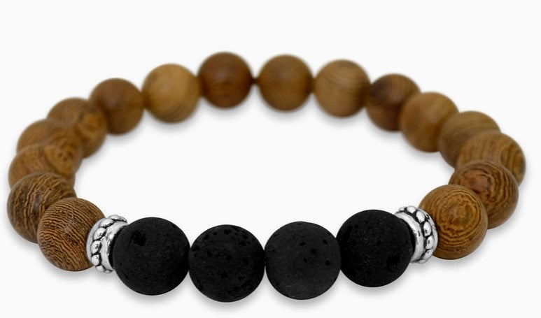 Light Wood Lava Bead Essential Oil Diffuser Bracelet