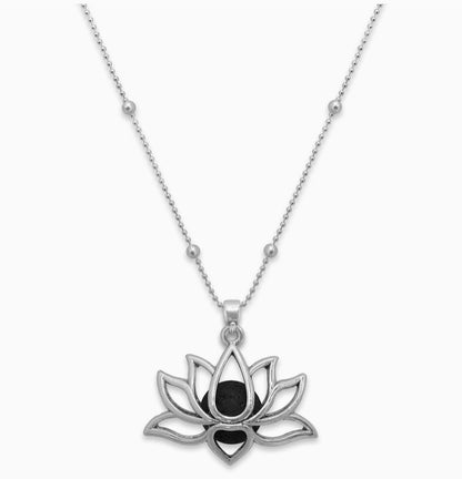 Lotus Necklace Diffuser Necklace with Lava Bead