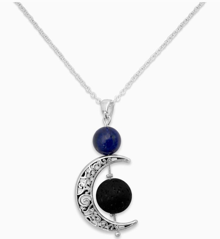 Moon Necklace-Diffuser with Lava Bead