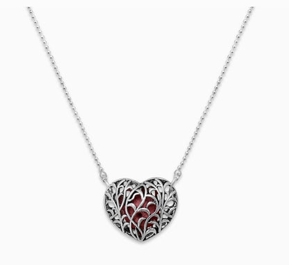 Heart Necklace With Lava Bead