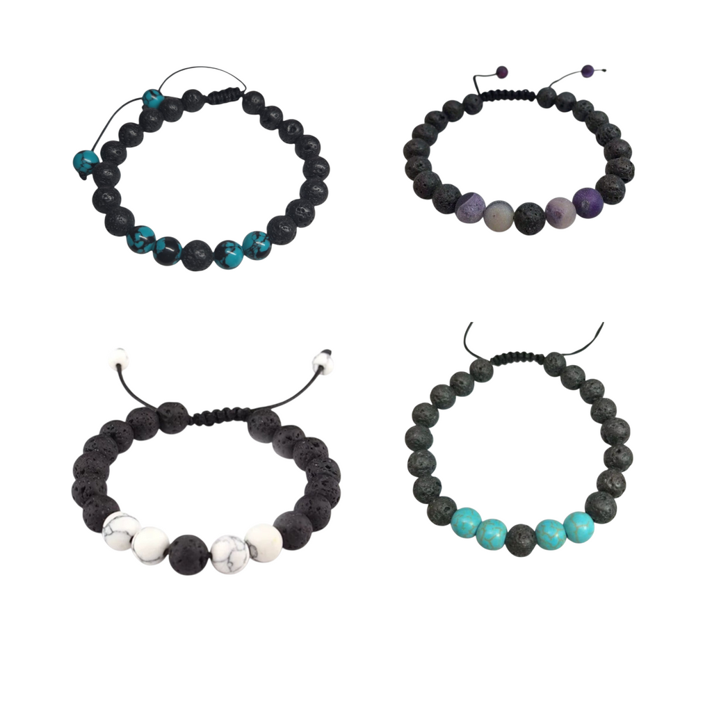 Mixed Bead & Lava Stone Aromatherapy Bracelet - 4 Different Styles Available