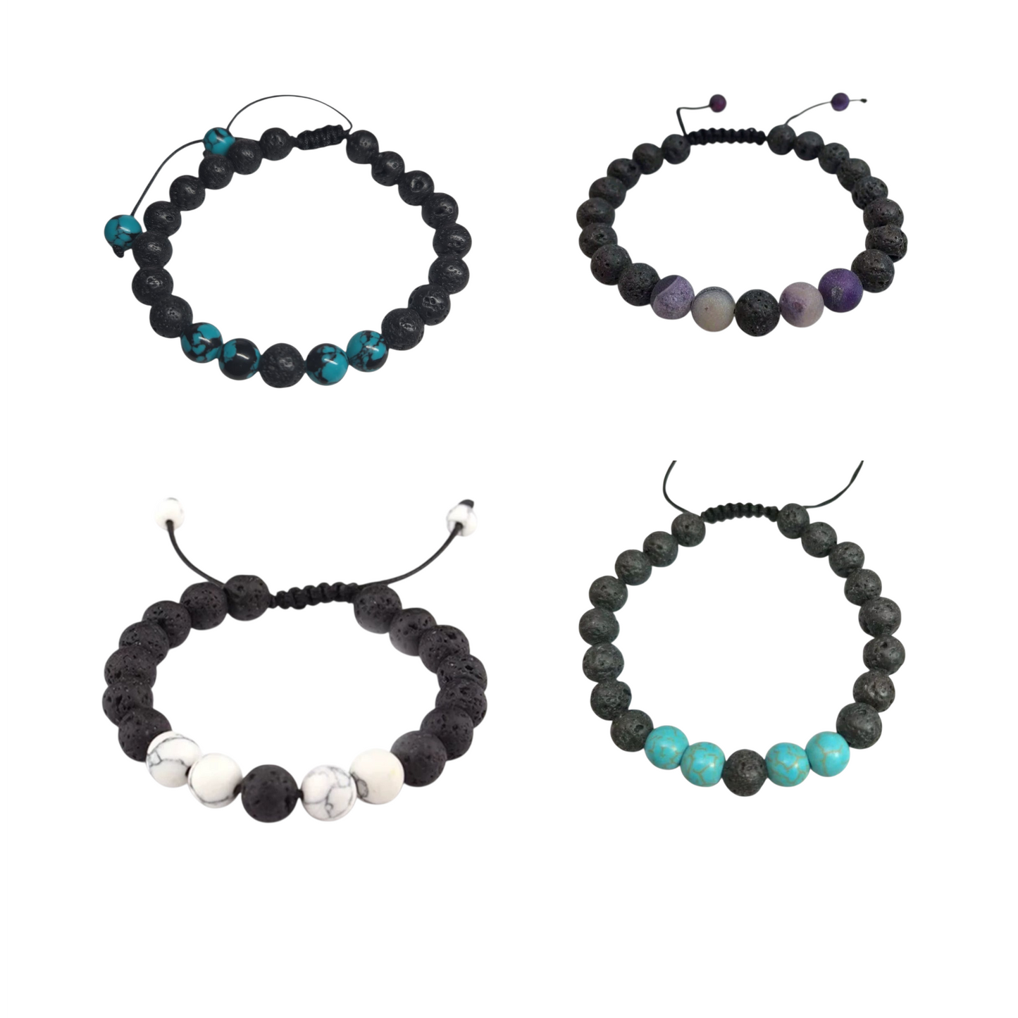 Mixed Bead & Lava Stone Aromatherapy Bracelet - 4 Different Styles Available