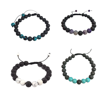Mixed Bead & Lava Stone Aromatherapy Bracelet - 4 Different Styles Available