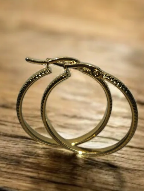 Stainless Steel 14k Overlay Hoop Earrings