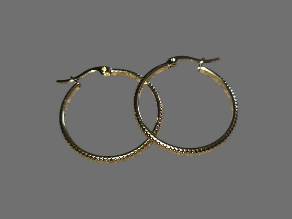Stainless Steel 14k Overlay Hoop Earrings