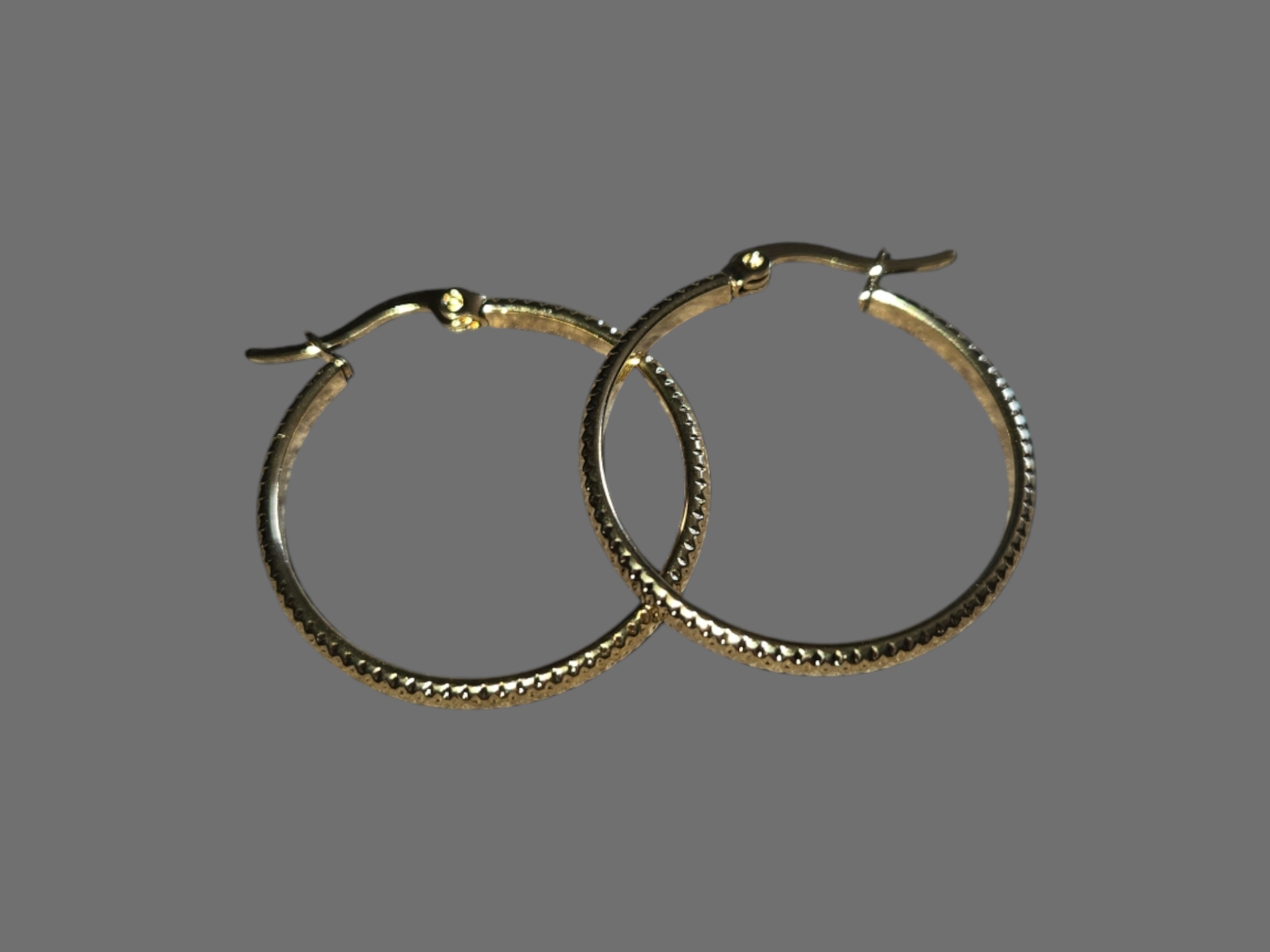 Stainless Steel 14k Overlay Hoop Earrings