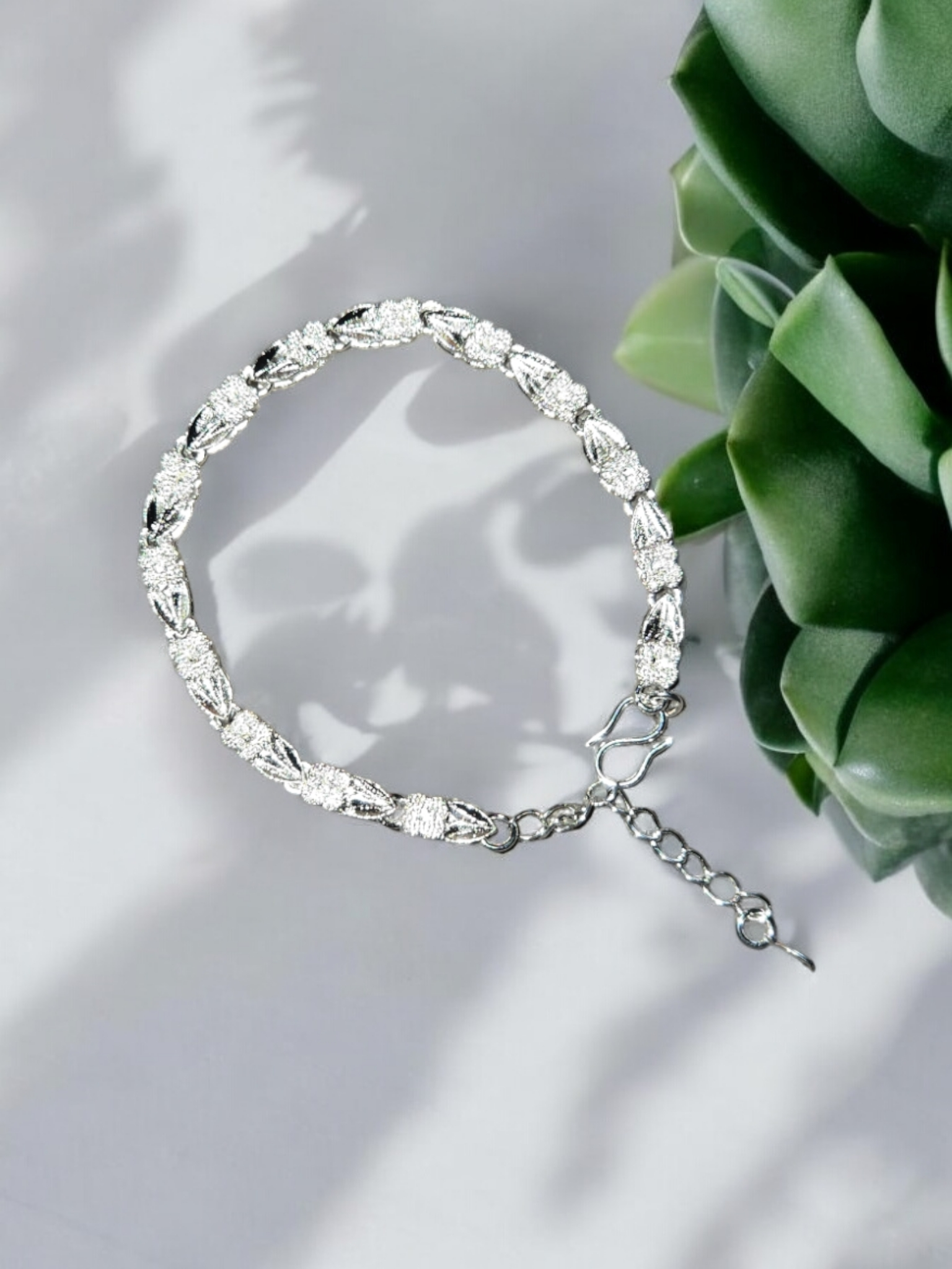 Sterling Silver-Over Lay Flower Bracelet