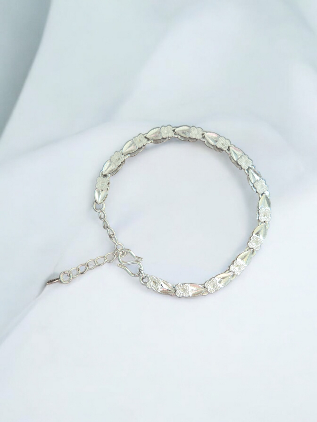 Sterling Silver-Over Lay Flower Bracelet
