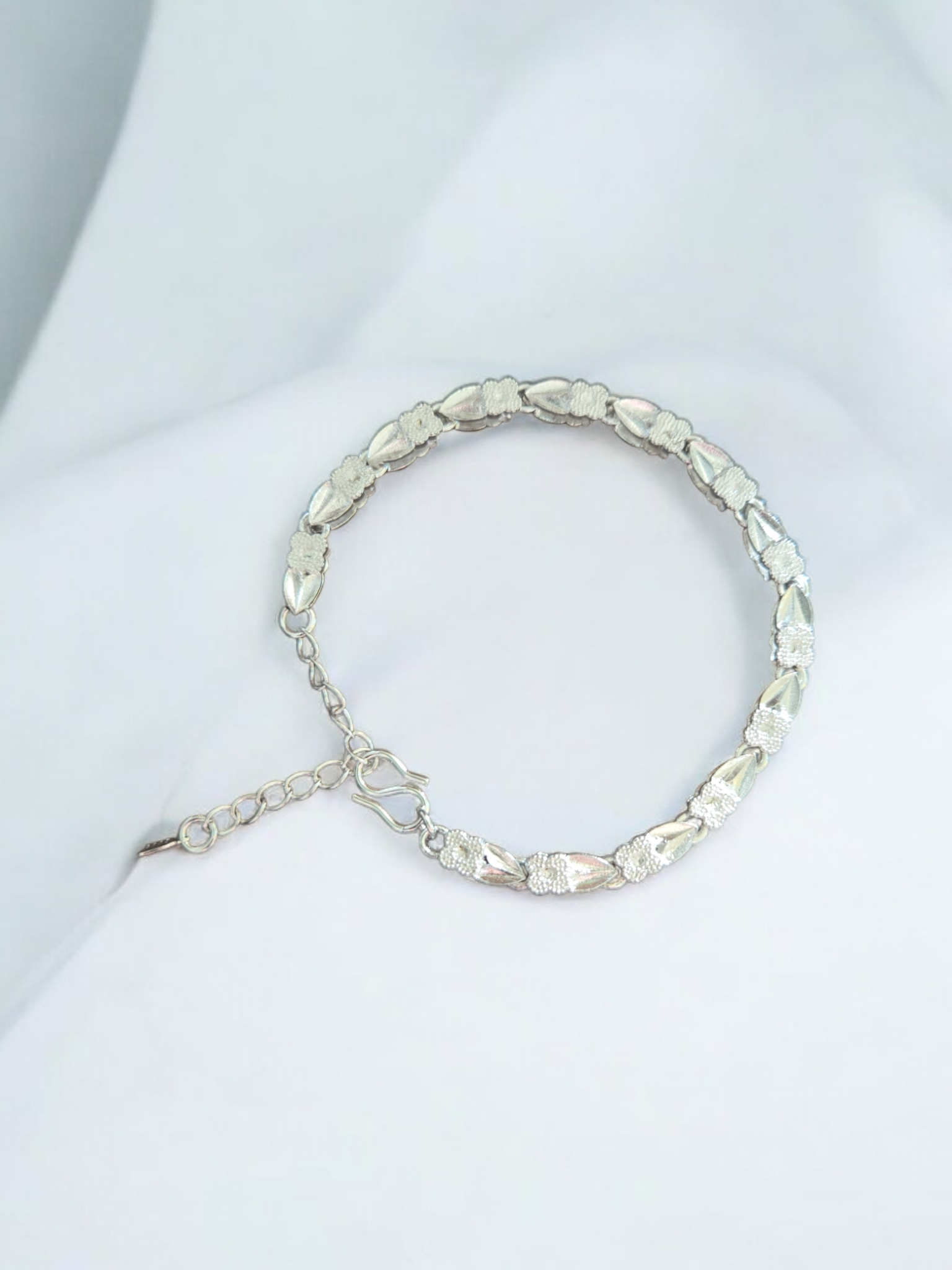 Sterling Silver-Over Lay Flower Bracelet