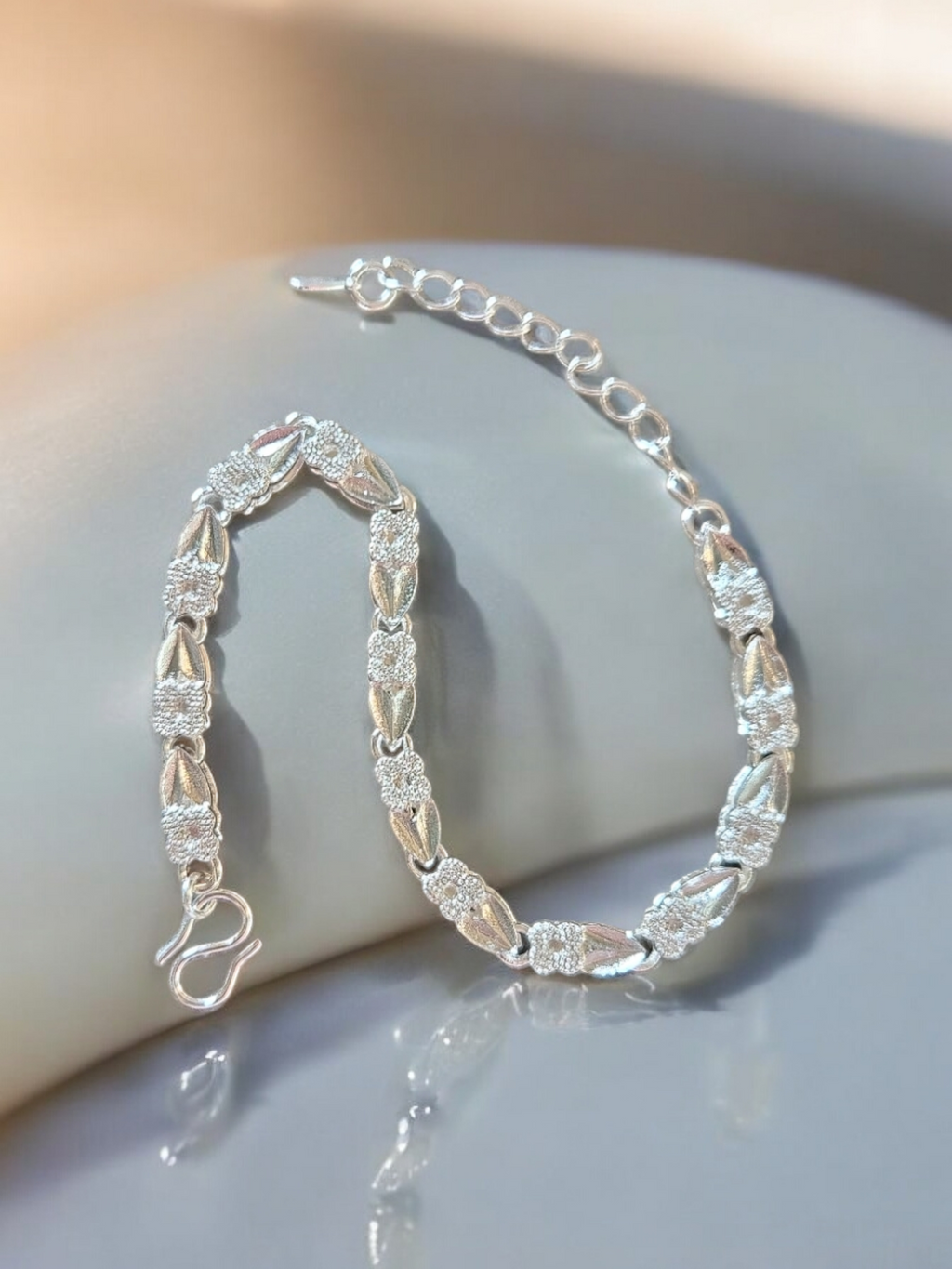 Sterling Silver-Over Lay Flower Bracelet