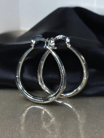 Diamond Cut Sterling Silver Hoop Earrings