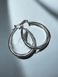 Diamond Cut Sterling Silver-Over Lay Hoop Earrings