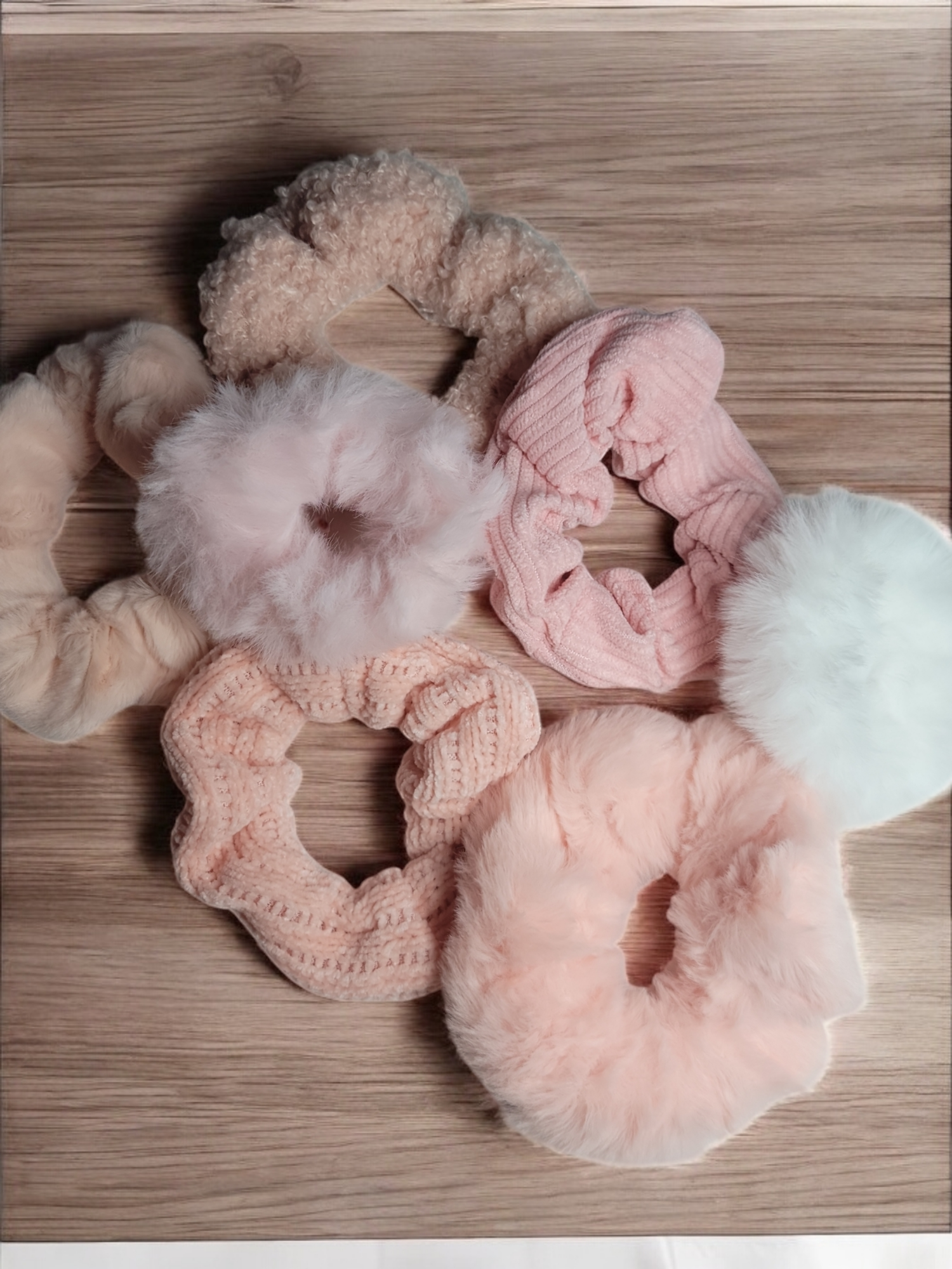 Gray, Beige, Coffee, or Pink  Hair Scrunchies 7 Pack