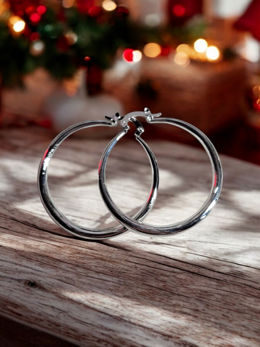 Hoop Earrings Silver Colored