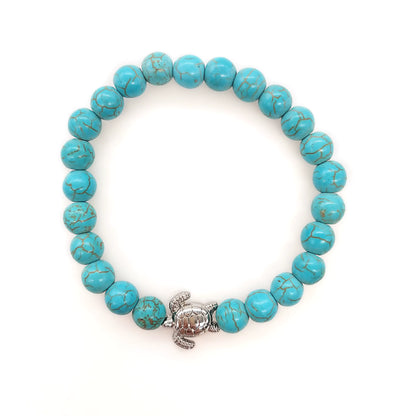 Natural Bead Bracelet/W Sea Turtle Charm 2 Styles
