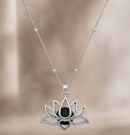 Lotus Necklace Diffuser Necklace with Lava Bead