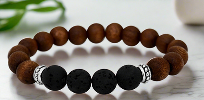 Dark Wood Lava Bead Essential Oil Diffuser Bracelet