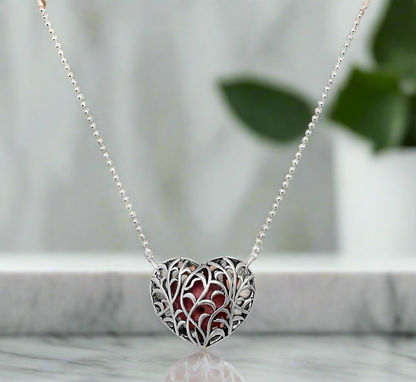 Heart Necklace With Lava Bead