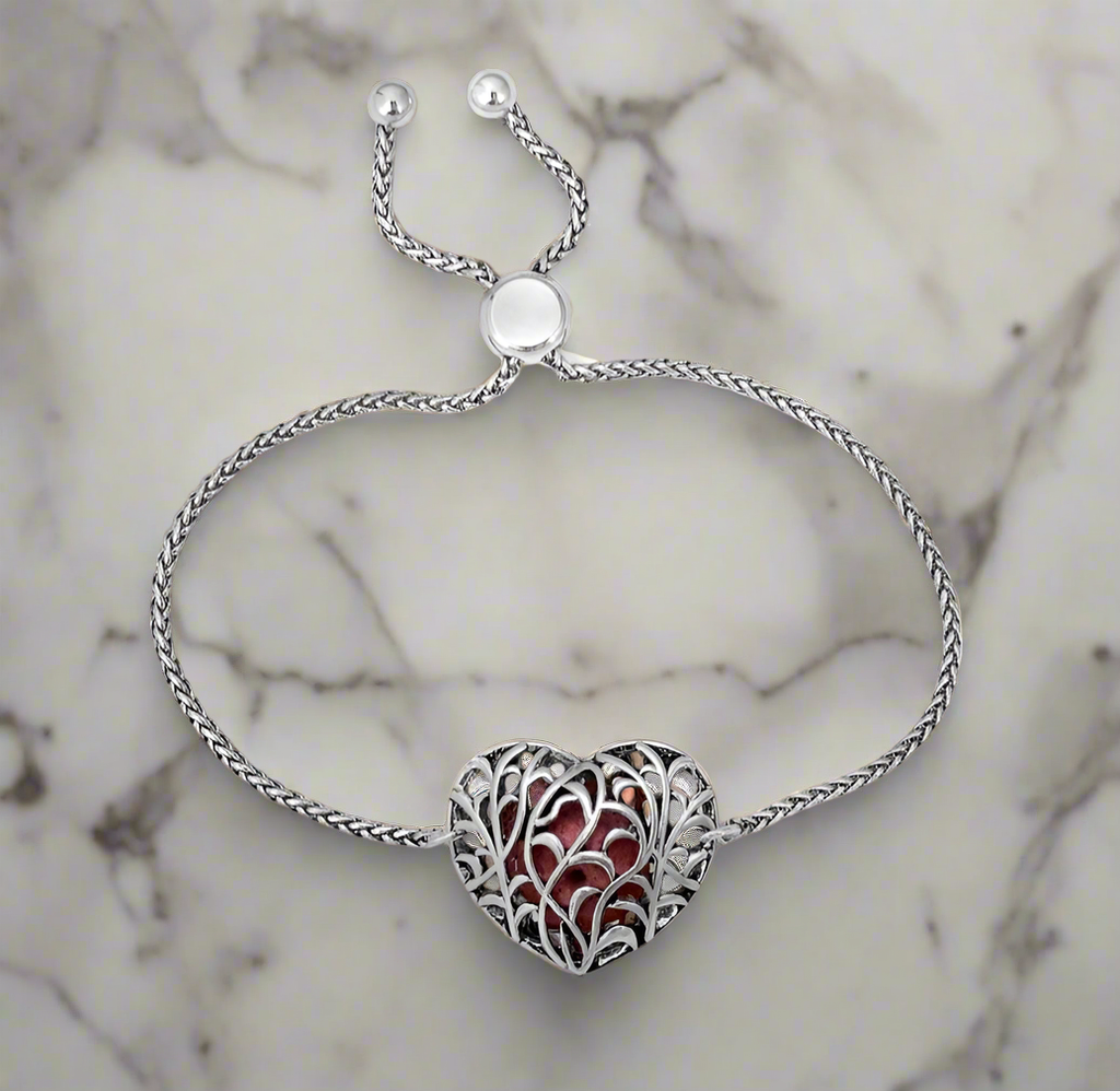 Lava Bead Essential Oil Diffuser Heart Bracelet