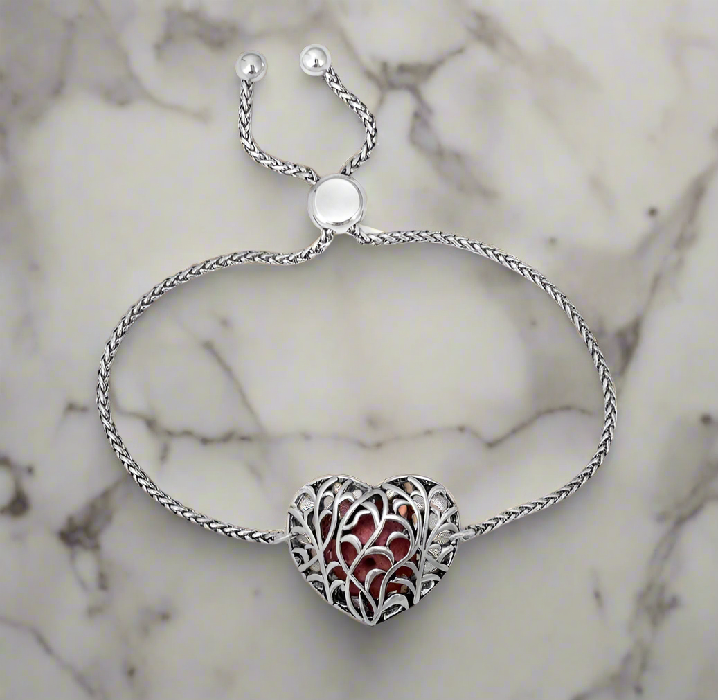 Lava Bead Essential Oil Diffuser Heart Bracelet