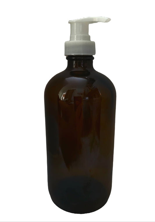 Set of 16oz Amber Bottles with Lotion Pump