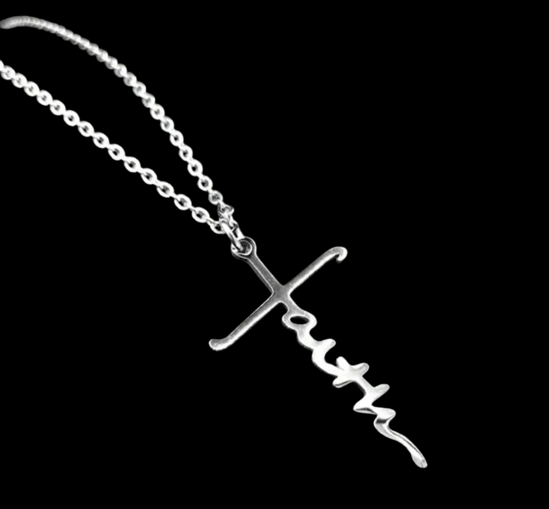 Cross Necklace Trust, Love, Jesus, Faith