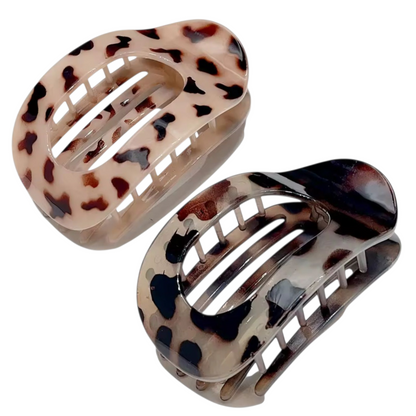 Leopard Flat Hair Clips 2 Pack